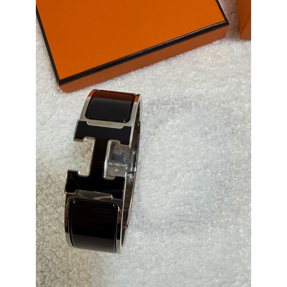 Hermes Clic Clac H Bracelet Black and Silver - Picture 7 of 10